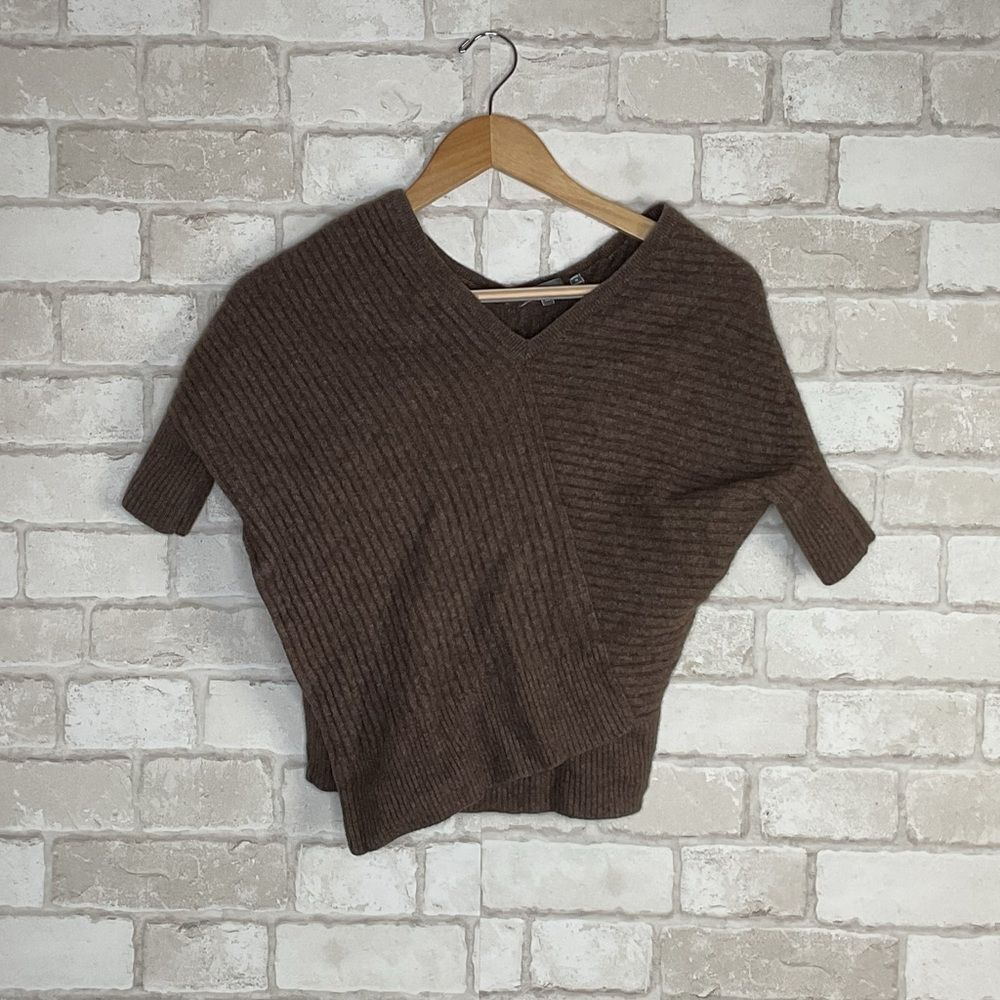 Vince Asymmetrical Yak & Wool Blend V-Neck Top Size XS